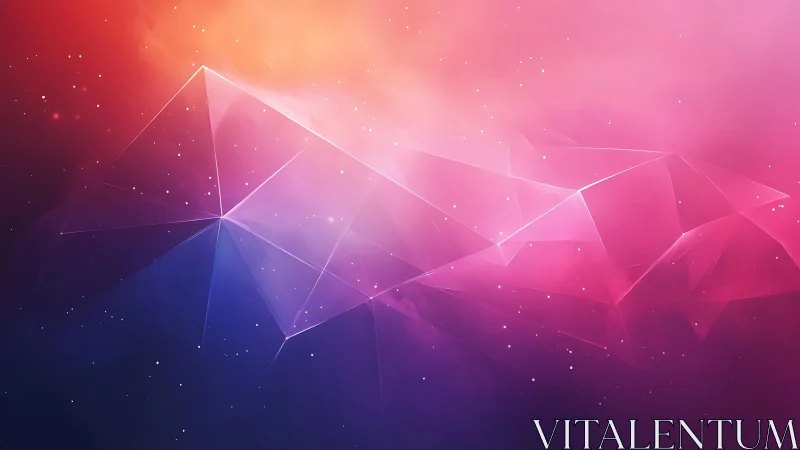 Abstract geometric shapes in vibrant cosmic gradient digital art.