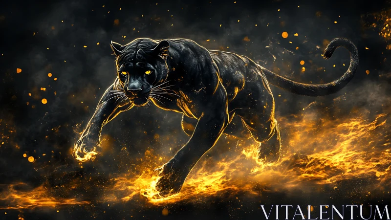 Black Panther with Incandescent Aura and Particle Effects.