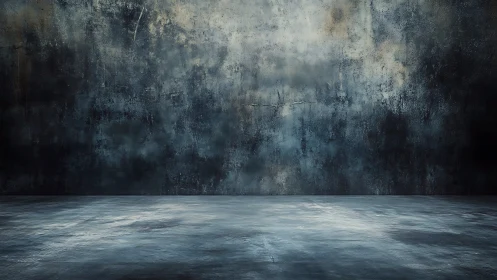 Empty concrete studio with moody textured grunge backdrop.
