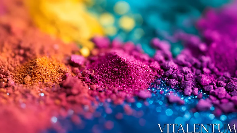 Vibrant powdered pigments form vivid macro color landscape