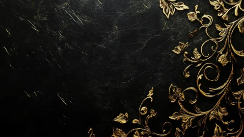 Golden floral scrolls glow gently against deep black