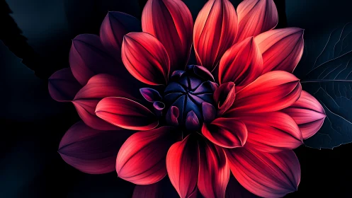 Neon Dahlia Blooming Through Dimensional Folds.