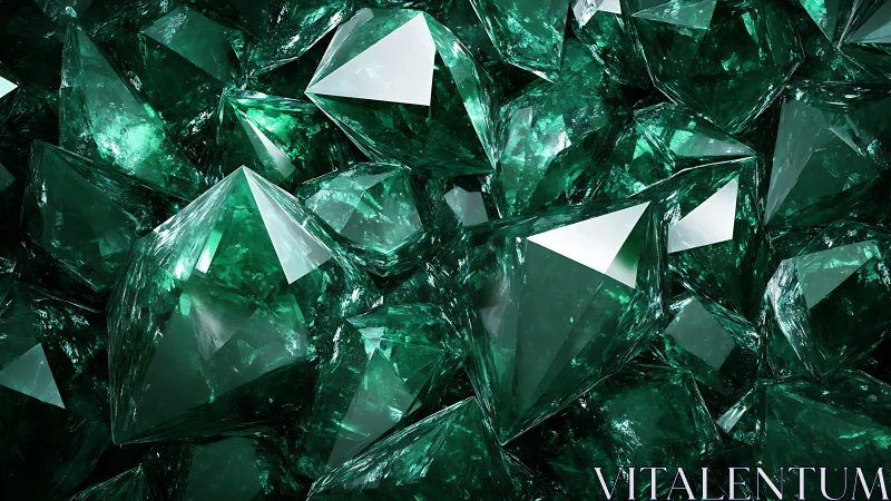 Cluster of faceted emerald green crystals in close-up.