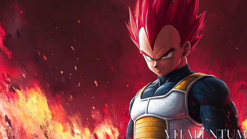 Fiery anime warrior standing bold in a storm of sparks.