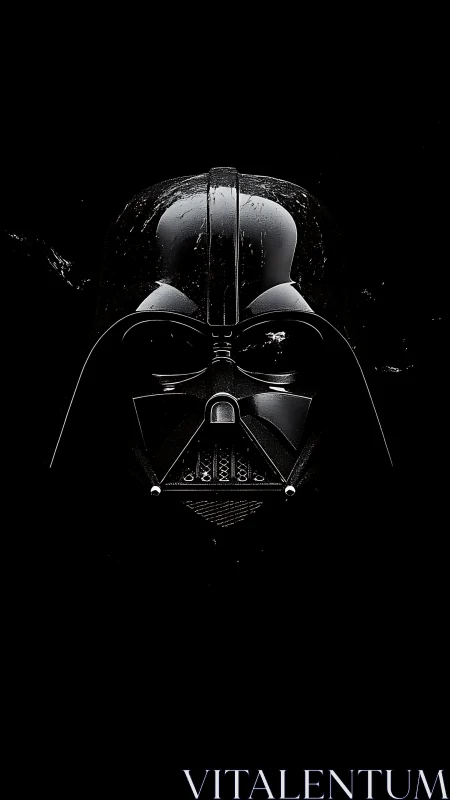 Glossy black sci fi respirator helmet in dramatic low key