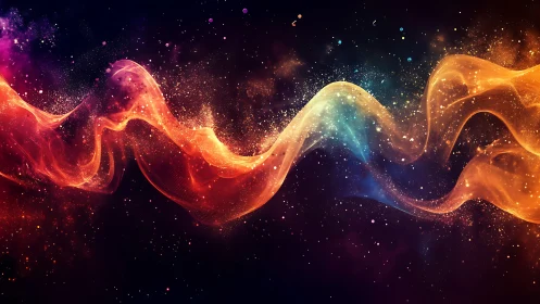 Cosmic color ribbons twist through star-sprayed darkness tonight