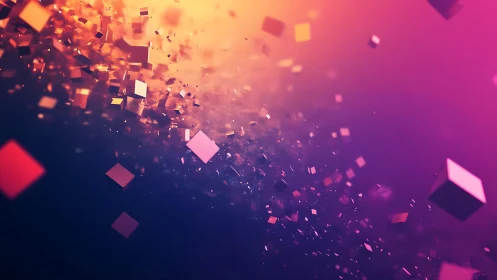 Floating 3D Cubes in Vivid Gradient Abstract Digital Art.