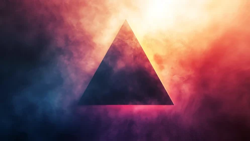 Nebula-kissed triangle doorway humming in molten dusk mist.