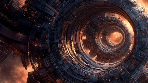 Starforge vortex halo over a burning cosmic horizon.