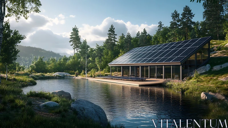 Solar-powered lakeside house blends glass, steel, and forest light.