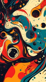 Bold swirling abstract artwork with colorful circular forms