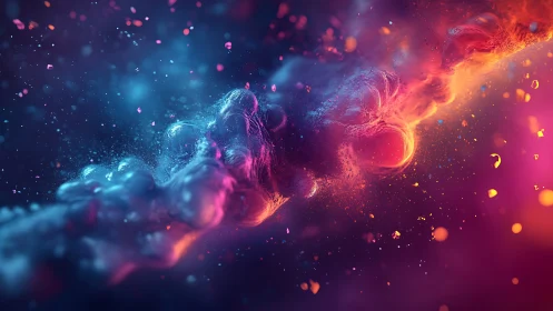 Nebulous cosmic stream glows with vibrant magenta and cyan light