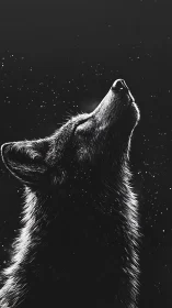 Starlit shadow wolf listening to the silent midnight sky.