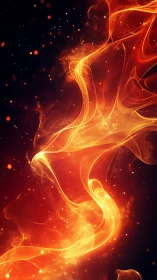 Digital render of fluid flame forms against dark background