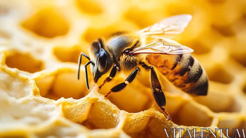 Macro analysis of worker bee morphology on wax comb matrix.