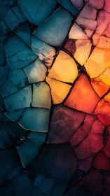 Fractured glass shards reveal glowing warm core gradient