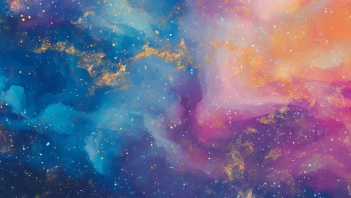 Nebular color field renders luminous galactic dust clouds