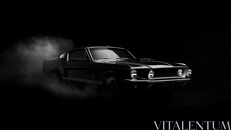 Midnight muscle car portrait in cinematic low key lighting.