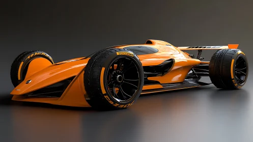 Futuristic orange race car concept with sculpted aero body.