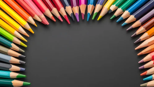 Colored pencils form symmetric border around central void