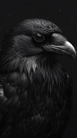 Regal raven portrait glows against a deep nocturnal backdrop