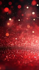 Crimson stardust horizon under floating ember lights.