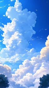 Vertical cumulus cloud formation under clear blue sky.