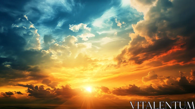 Sunrise orchestra ignites clouds in molten gold and teal