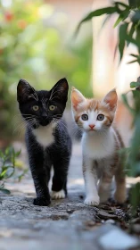 Two Adorable Kittens Exploring Together in Nature
