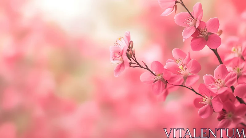 Cherry Blossoms Dancing Through Pink Dreamscape Depths