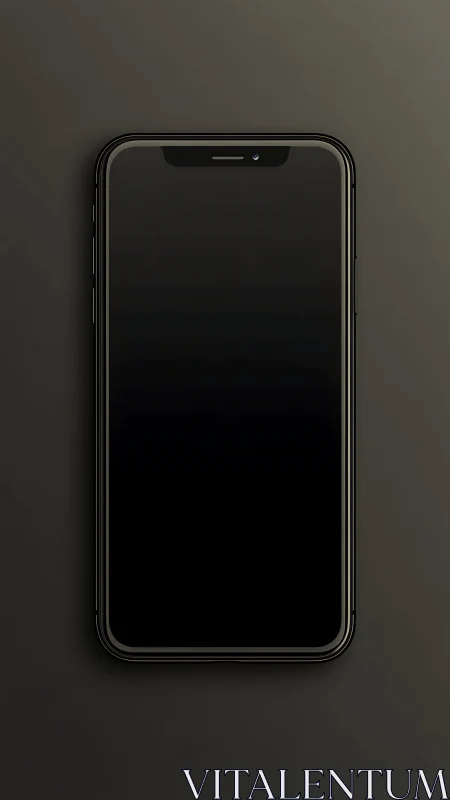Smartphone with Black Display Against Neutral Gray Background