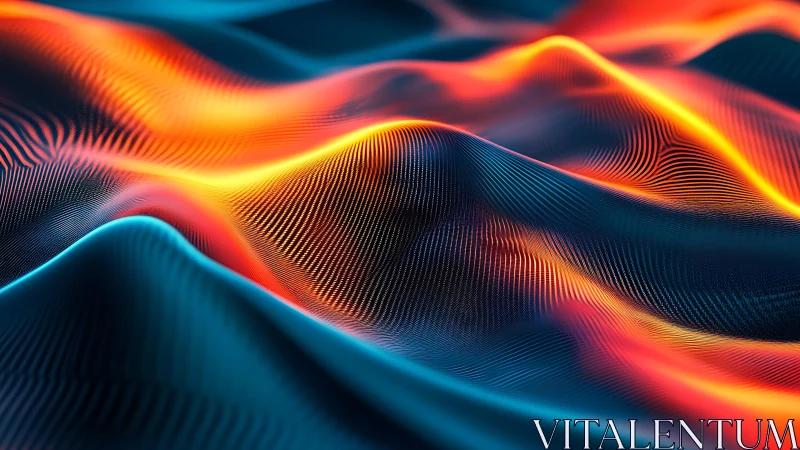 Parametric neon data waves with emissive thermal gradient mesh