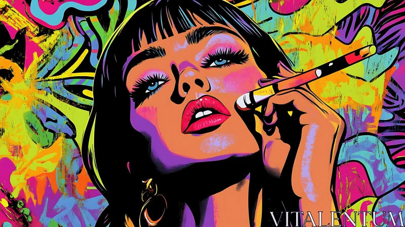 Bold neon portrait of a confident woman in vivid color pop.