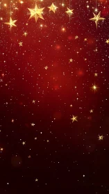 Golden holiday stars glow gently over a deep red night sky