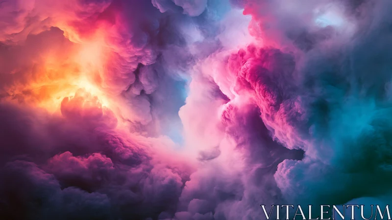 Multicolored abstract cloud formations in dense composition.