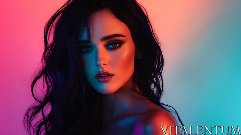 Neon gradient portrait with cinematic beauty lighting study.