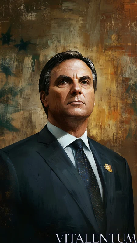 Formal portrait depicts suited male subject in profile view