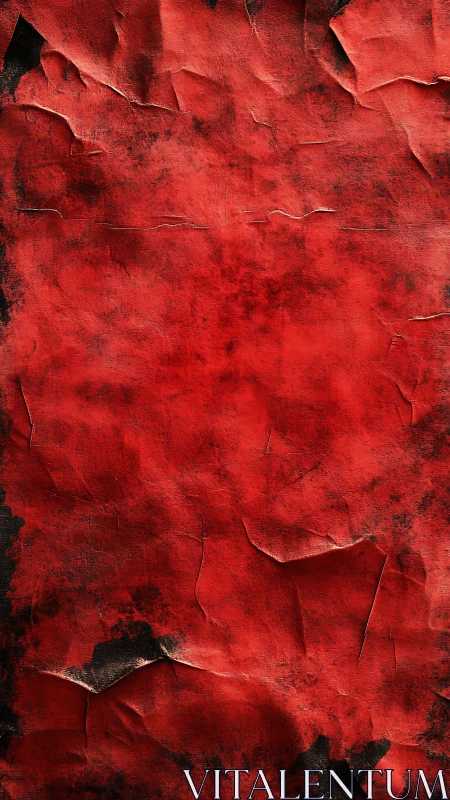 Red textured surface with creases and dark edge marks.