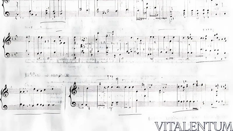Digitally scanned piano score reveals aged notation texture