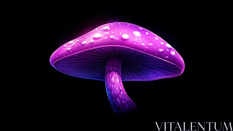 Neon bioluminescent mushroom rendered with high contrast rim lighting