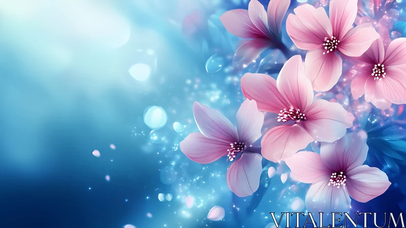 Dreamlit cherry blossoms drifting through sapphire starlight.