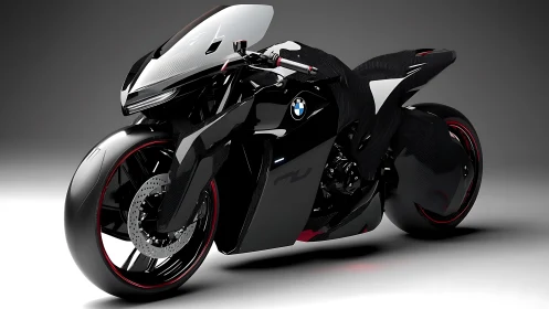 Futuristic BMW sport motorcycle concept in black and red.