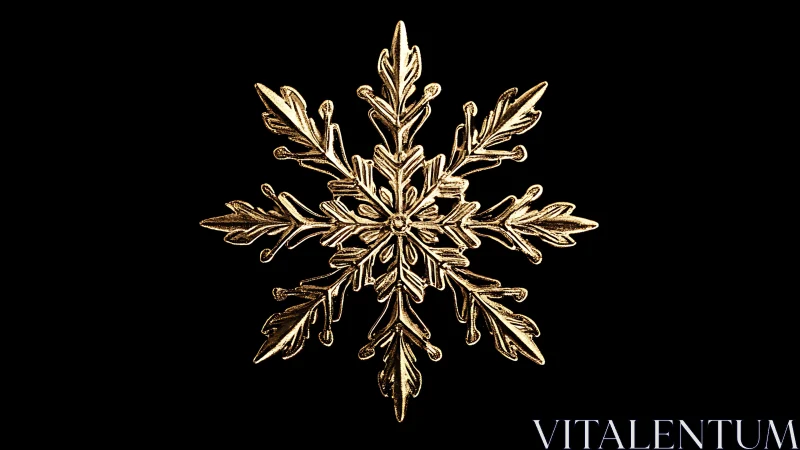 Metallic gold snowflake ornament shows high-relief filigree symmetry