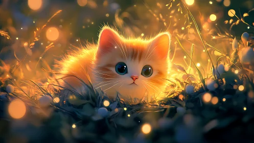 Luminescent Cat Portrait with Bokeh Illumination and Ethereal Glow