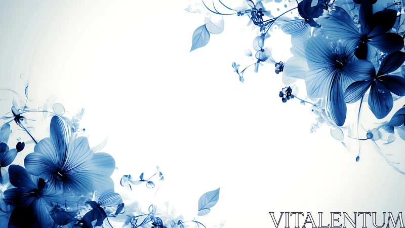 Blue floral composition with layered petals against white background