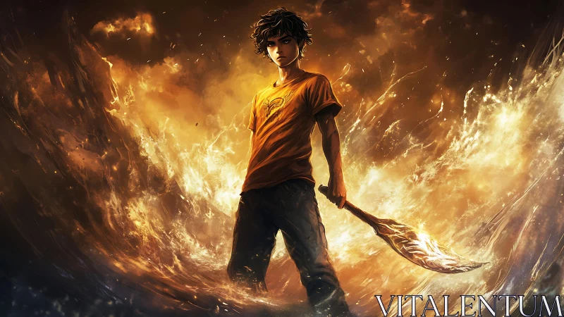 Element-wielding teen hero amid swirling fire surge.