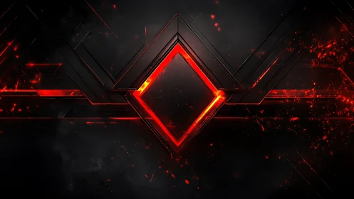 Parametric red diamond core with angular techno-flare geometry.