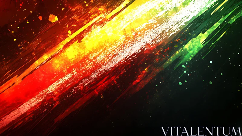 Vibrant abstract diagonal paint streaks in red, yellow, green style.