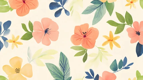 Watercolor Floral Garden: Vibrant Botanical Pattern.