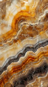 Macro study of banded onyx agate with ochre mineral veining